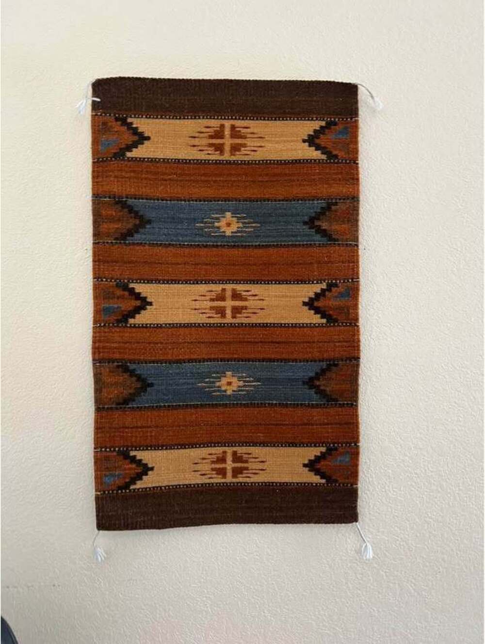 Mendez Handwoven Zapotec Wool Rug Wallhanging 24x40 Southwest Decor